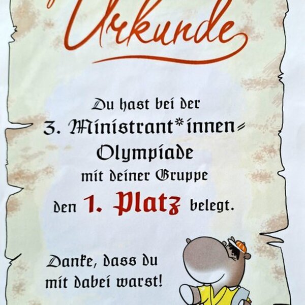Mini Olympiade / Foto: Hildegard Breidt Urkunde